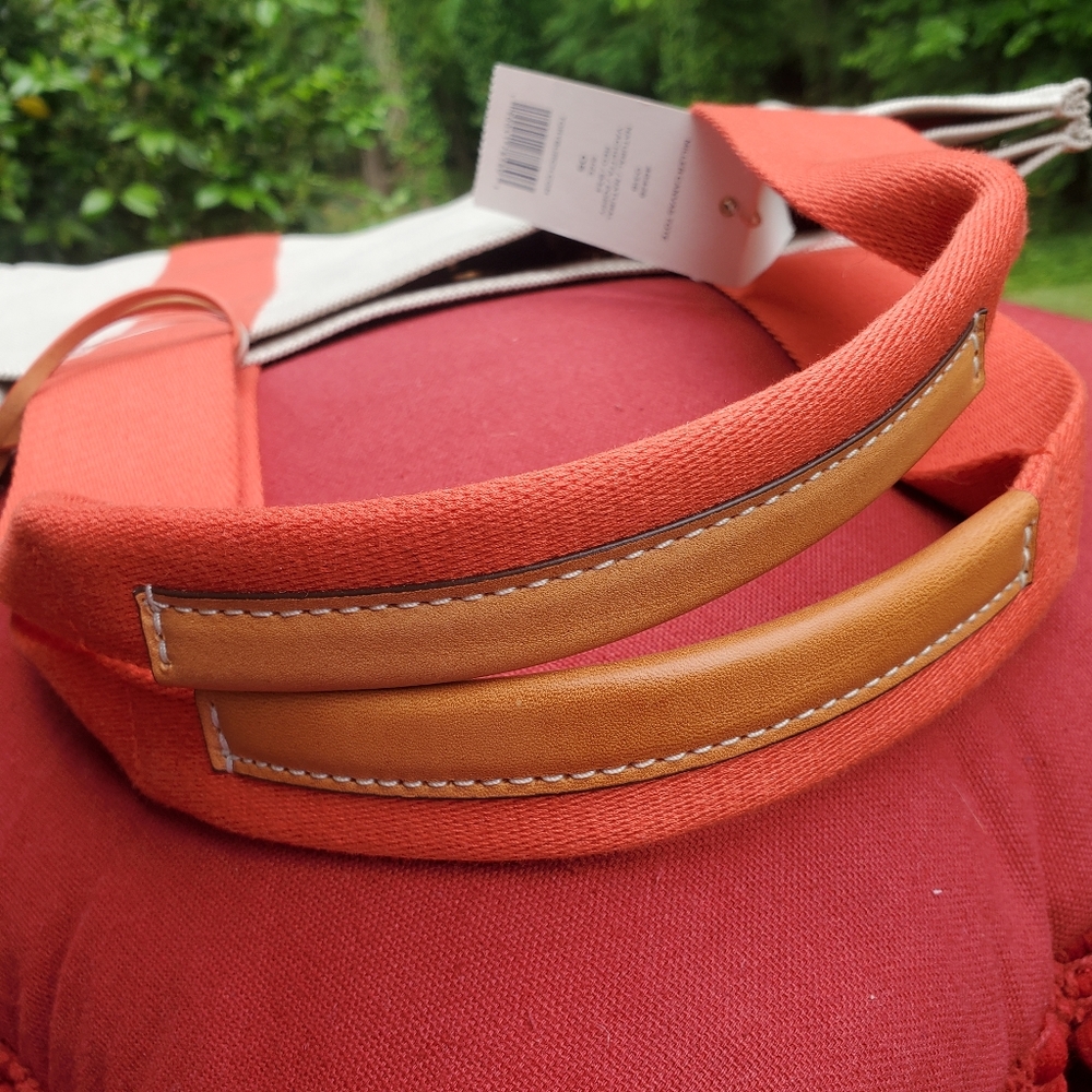Tory Burch Canvas Miller Tote Natural/Poppy Red - Picture 9 of 12
